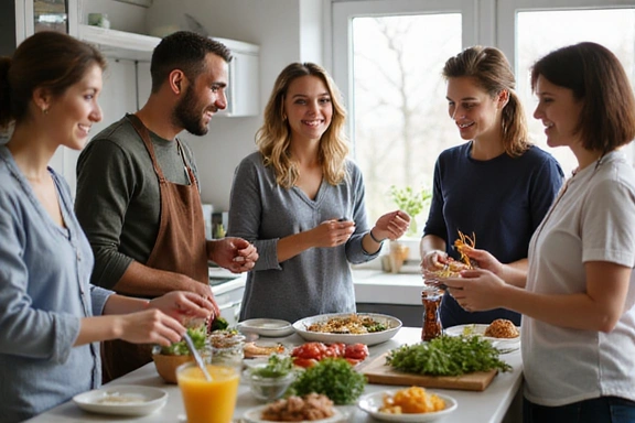 Gruppo di persone che partecipano a un workshop di cucina sana